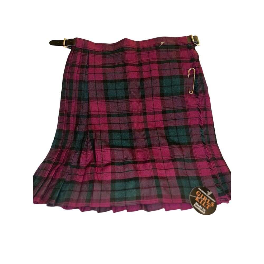 NWT Glen Appin Scotland Lindsay Tartan Girls Kilt Age 10 Pink Green